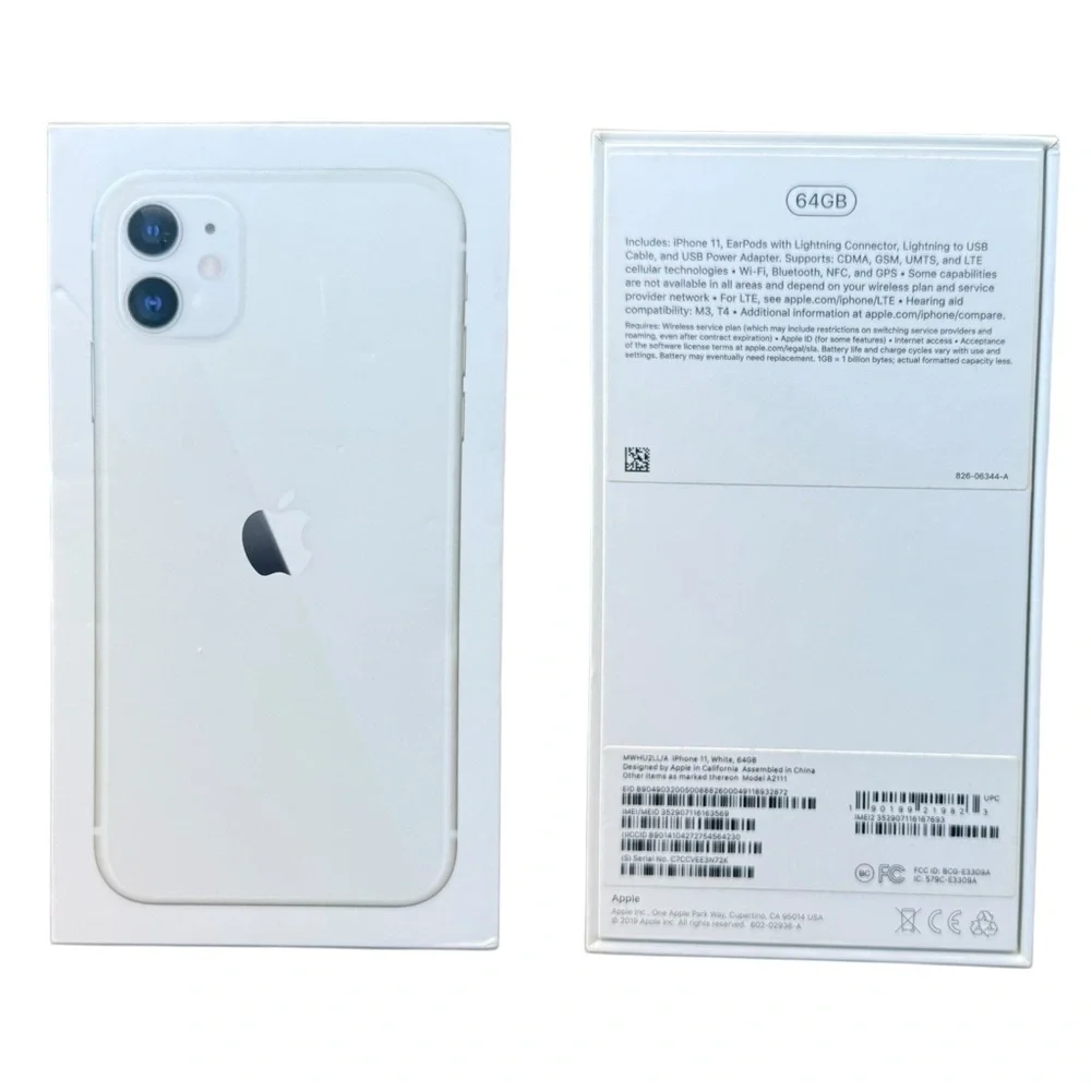 EMPTY BOX ONLY Apple iPhone 11 Genuine White 64GB Box Sticker Decal Pin